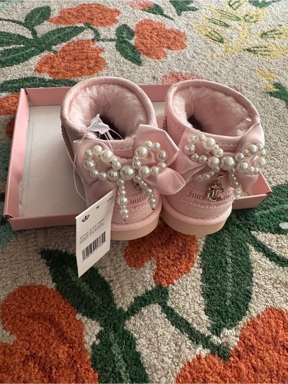Juicy Couture Baby Pink Plush Lined Ankle Boots